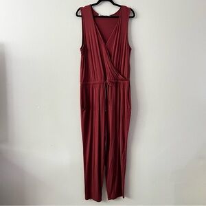 Michael Stars V-Neck Sleeveless Jumpsuit in Dark Dusty‎ Rose Pink size large